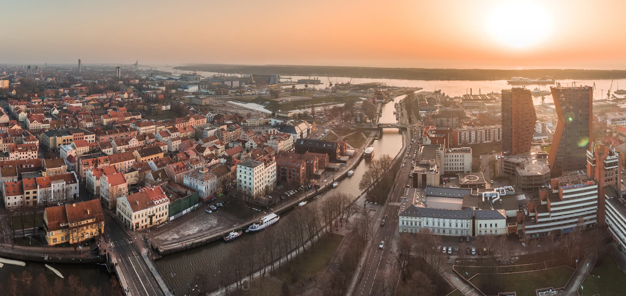Panorama of Klaipėda 360. Drone photo